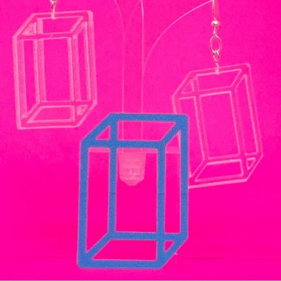 Transparent Prism Earrings - Tetragonal Lucite - Picture 6 of 7